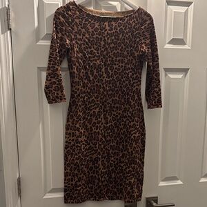 Ralph Lauren Brown Leopard Long Sleeve Dress